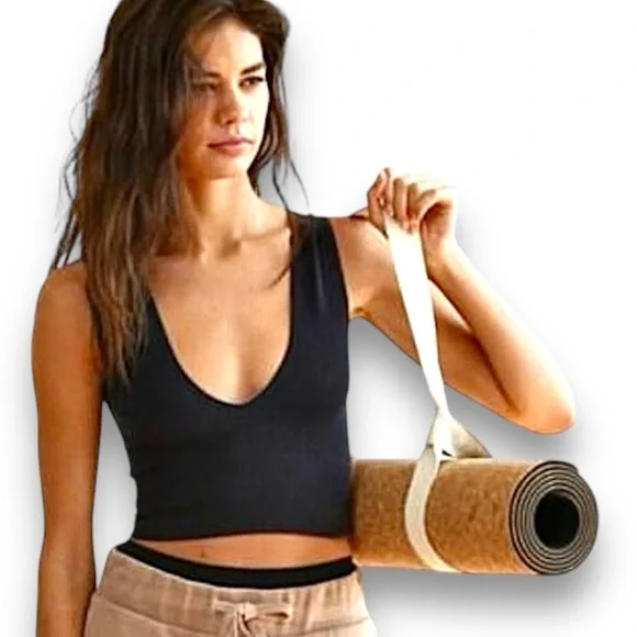 Finely Ribbed Plunge V Neck U back Brami Crop Top in Black By Together - Picture 2 of 8